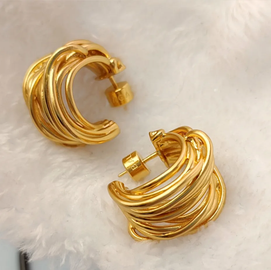 Boucles d'oreilles créoles pour femmes plaquées or 18 carats, boucles d'oreilles Huggie, bijoux