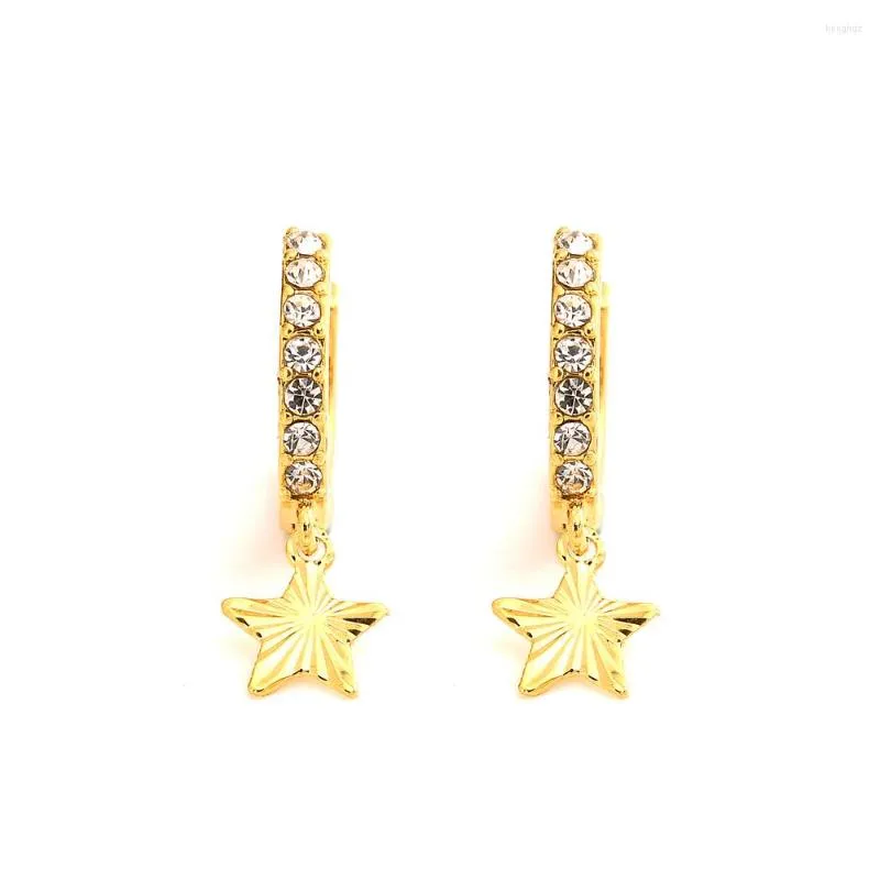 Hoop Earrings Gold Zircon With Star Sling For Girls Children And Women Wedding Bride Parties Daily PNG Jewelry Christmas Gifts