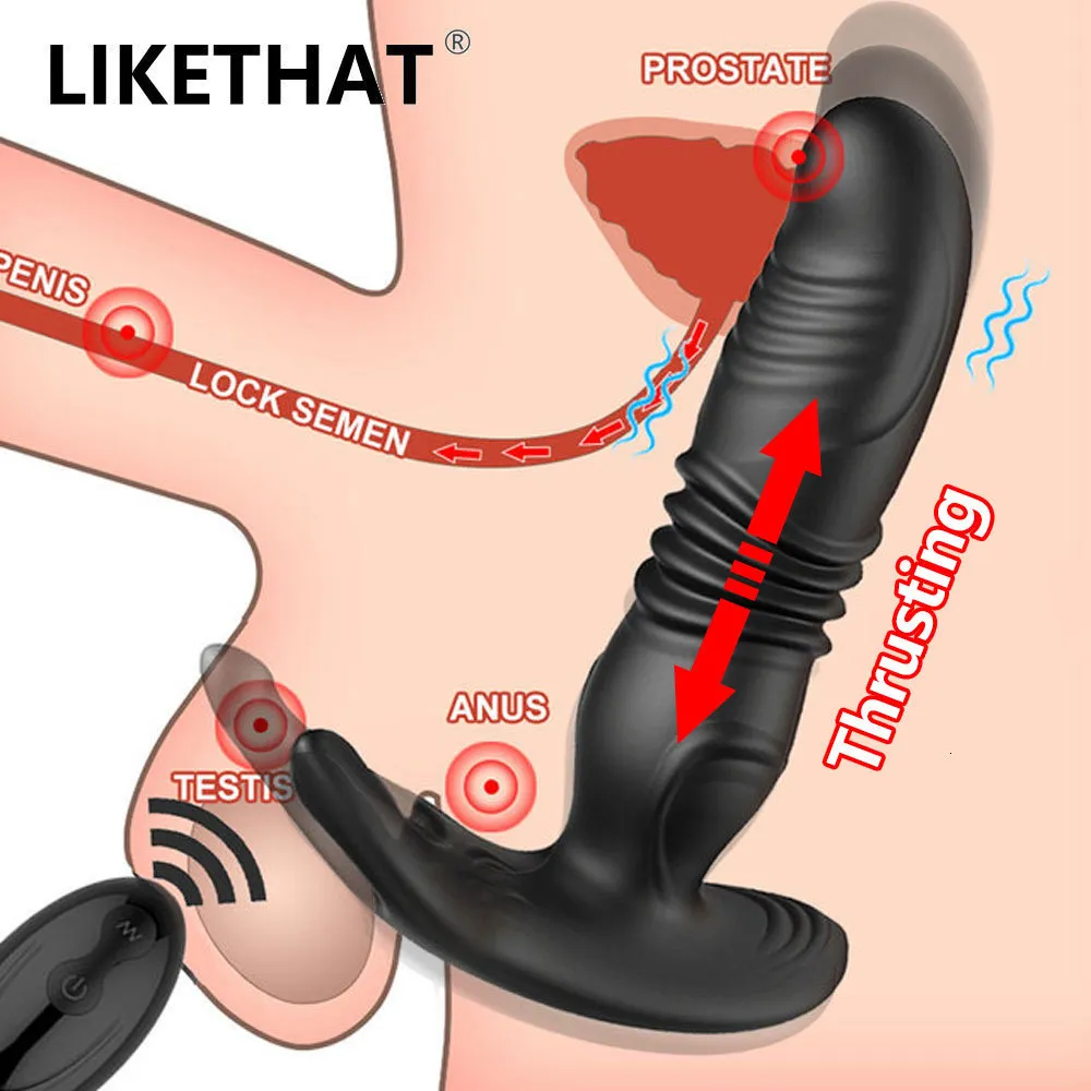 Vibratoren Silikon Anal Vibrator Thrusting Prostata Stimulator Massagegerät Verzögerung Ejakulation Butt Plug Dildos Sex Spielzeug für Erwachsene für Männer 230307
