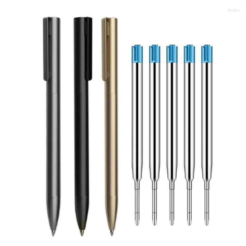 Metal Body Signature Ballpoint Gel Pen Smooth Writing Replaceable Blue Black Red Ink Refills Rods Office School Business