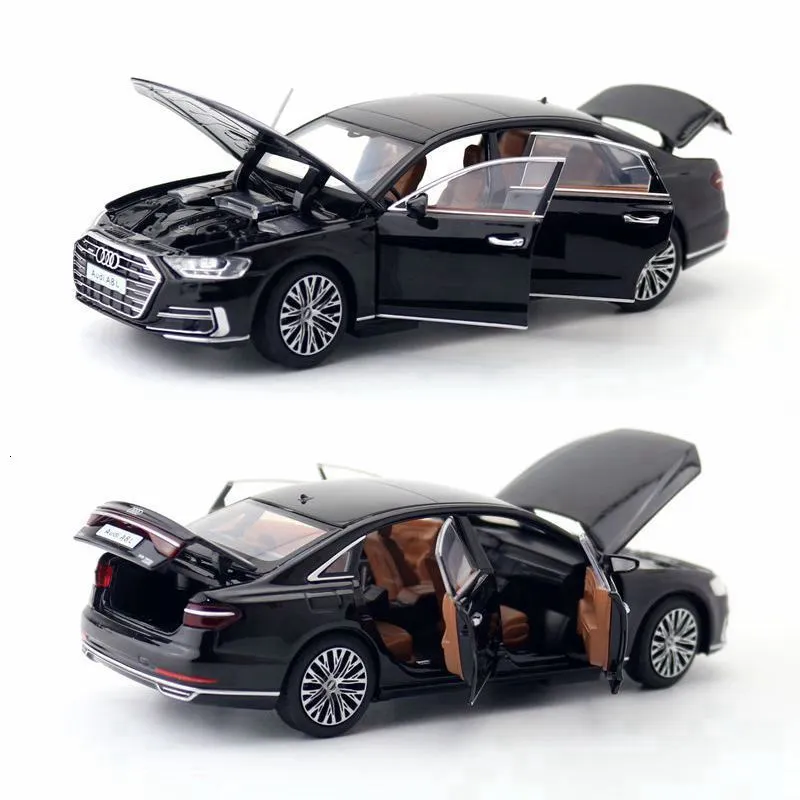 Diecast Model JACKIEKIM Diecast Toy Model 1 32 Scale Audi A8L Super Car Doors Openable Sound Light Educational Collection Gift For Children 230308