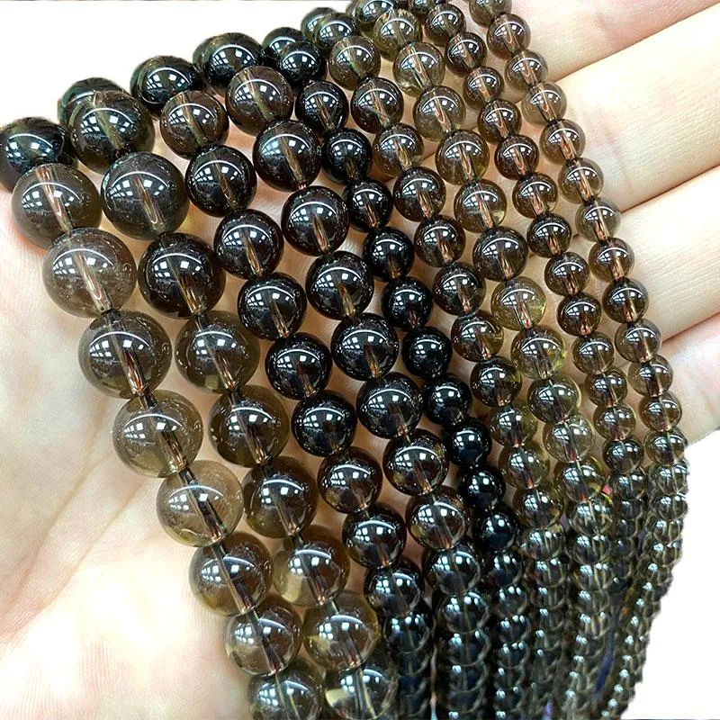 Perles Autre Vente en gros Ecosse Quartz fumé Rond Pierre naturelle pour la fabrication de bijoux Bracelet à bricoler soi-même Collier 6/8/10/12MMAutre AutreAutre