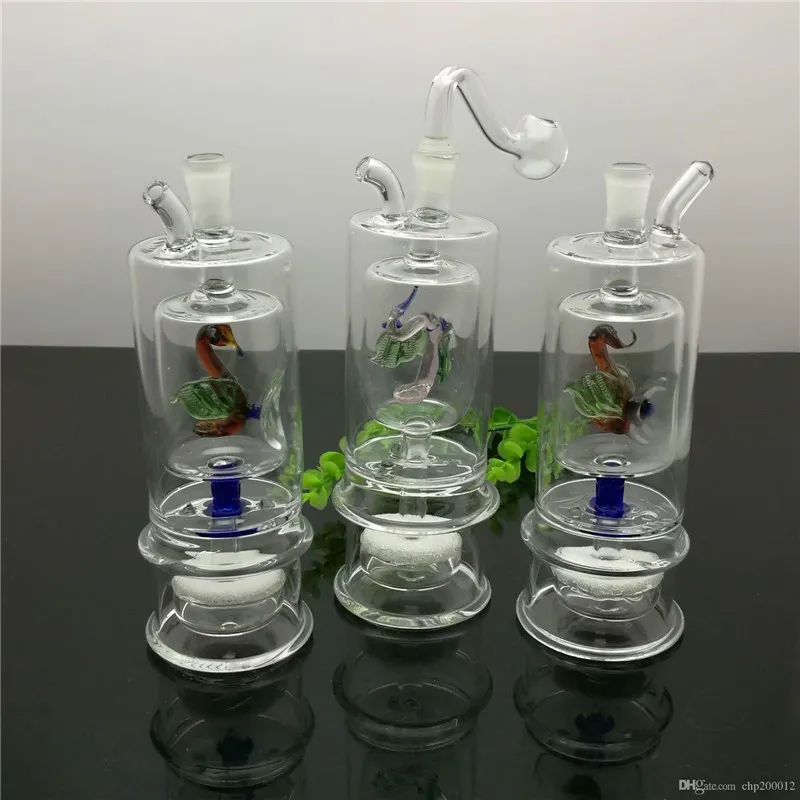 Caneton classique Séparateur à deux étages Filtration muette en verre Bouteille de tabac à eau Grand tuyau de brûleur à mazout en verre Pyrex Plates-formes pétrolières épaisses verre wat