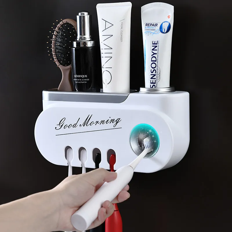 Держатели зубной щетки настенные держатели автоматической зубной пасты Многофункциональная стойка для хранения для ванной комнаты 230308