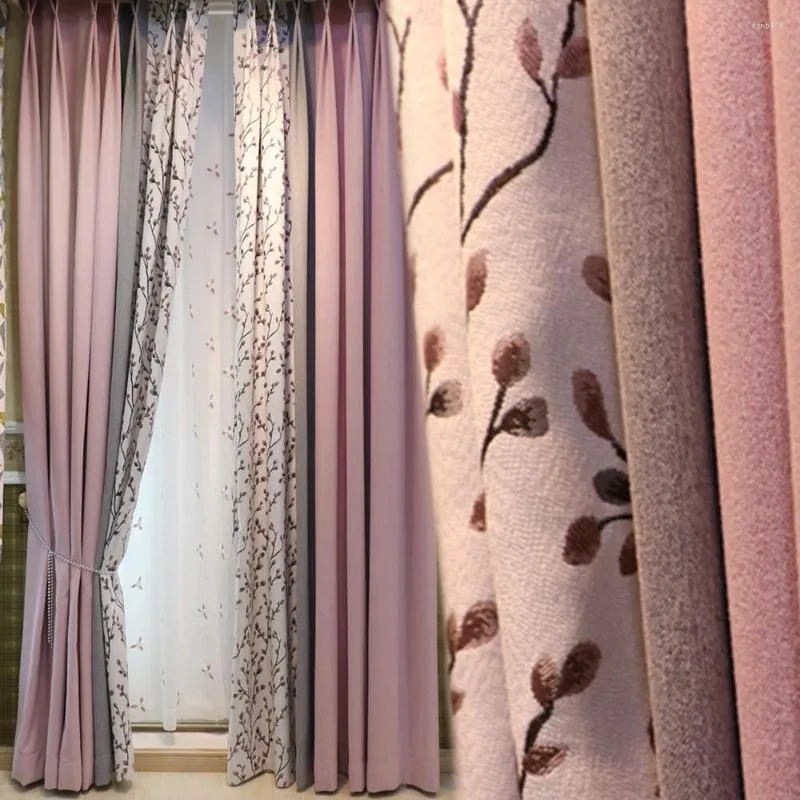 Tende per tende per soggiorno Cuciture in cashmere di alta precisione coreane di fascia alta Pastorale Piccola ragazza fresca Rosa Sala da pranzo Camera da letto