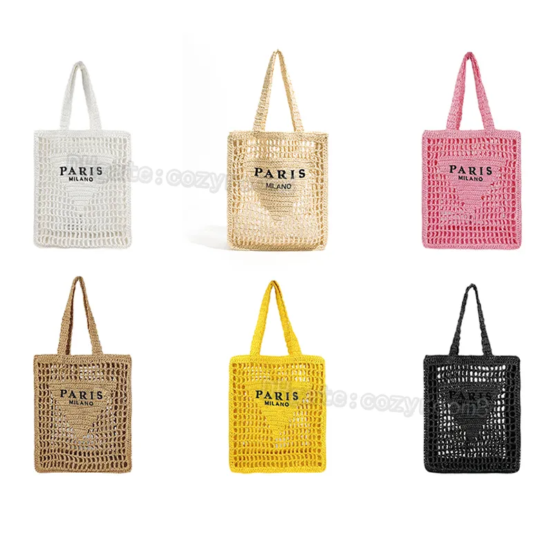 Designer raffia väska Hollow Large Kvinnor tote bag Lyx Shopping Toes Halm Hollow Axelväskor Ut Handväska Damer Sommar Stickkapacitet fritid Handväskor