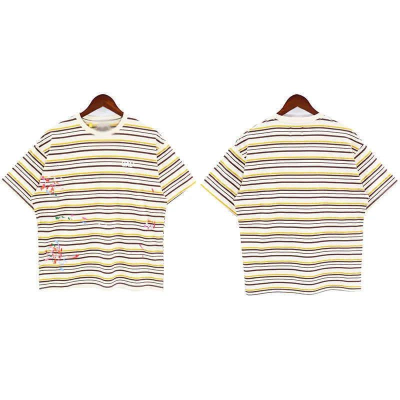 Printemps et été Nouveau Stripe Strype Personnalise Pattern Pattern Pattern pour hommes et femmes T-shirt Summer Top de Summer