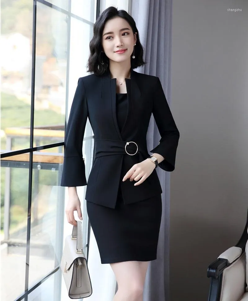 Mrat Skirt Suits Formal Blazer Skirt Suit Set Women's Fashion Print Long  Sleeve Turndown Collar Casual Short Skirt Suits Female Suit Set Business -  Walmart.com