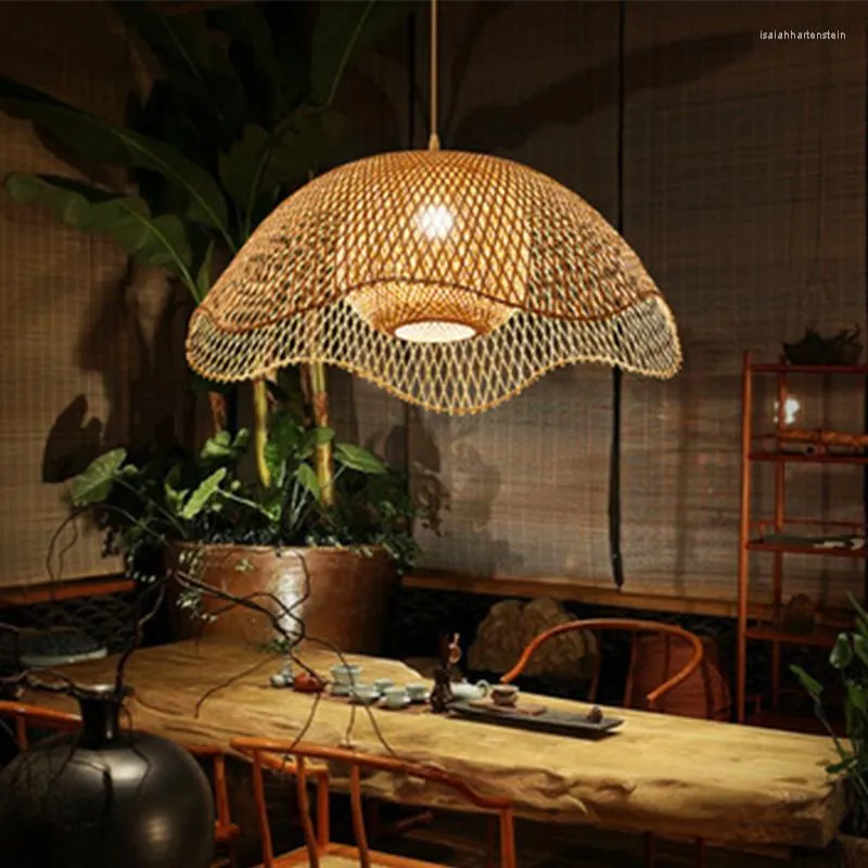 Hängslampor modern bambu ljus kreativ handmake hanglamp för sovrum vardagsrum dekor restaurang teusstension armaturen
