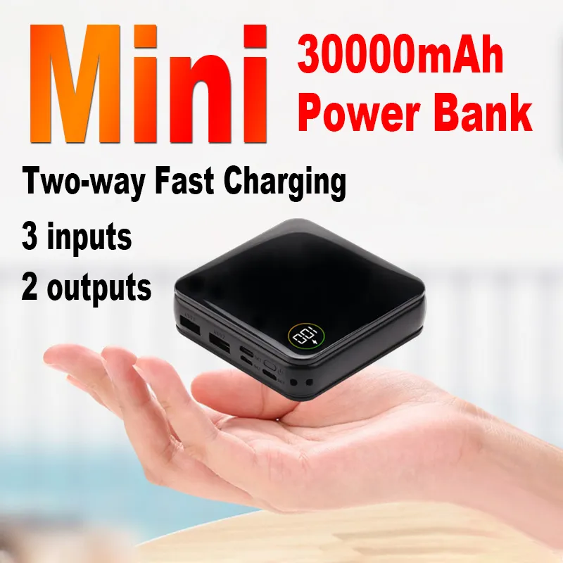 30000mAh Banco de potência de carga rápida de 300mAh Mini Display Digital 2USB Carregador portátil de bateria externo para iPhone Xiaomi Huawei