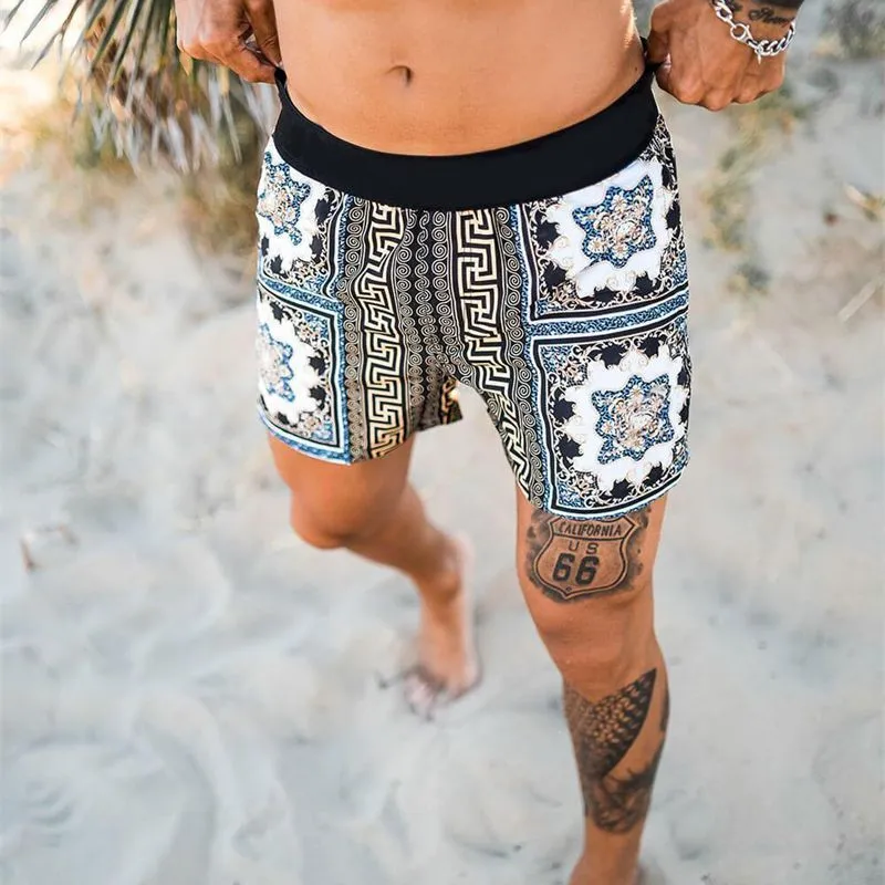 Men's Shorts European and American summer casual men's shorts Hawaii beach fashion personality thin quickdrying swimming trunks 230307