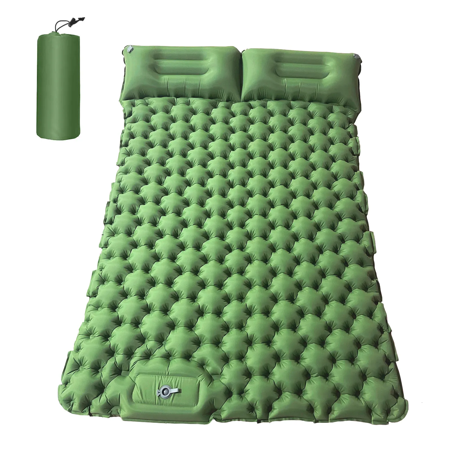 KingCamp Campingmat, ultralicht met geïntegreerde voetpomp, duurzame compacte opblaasbare slaapmat met kussen, luchtmatras om te wandelen