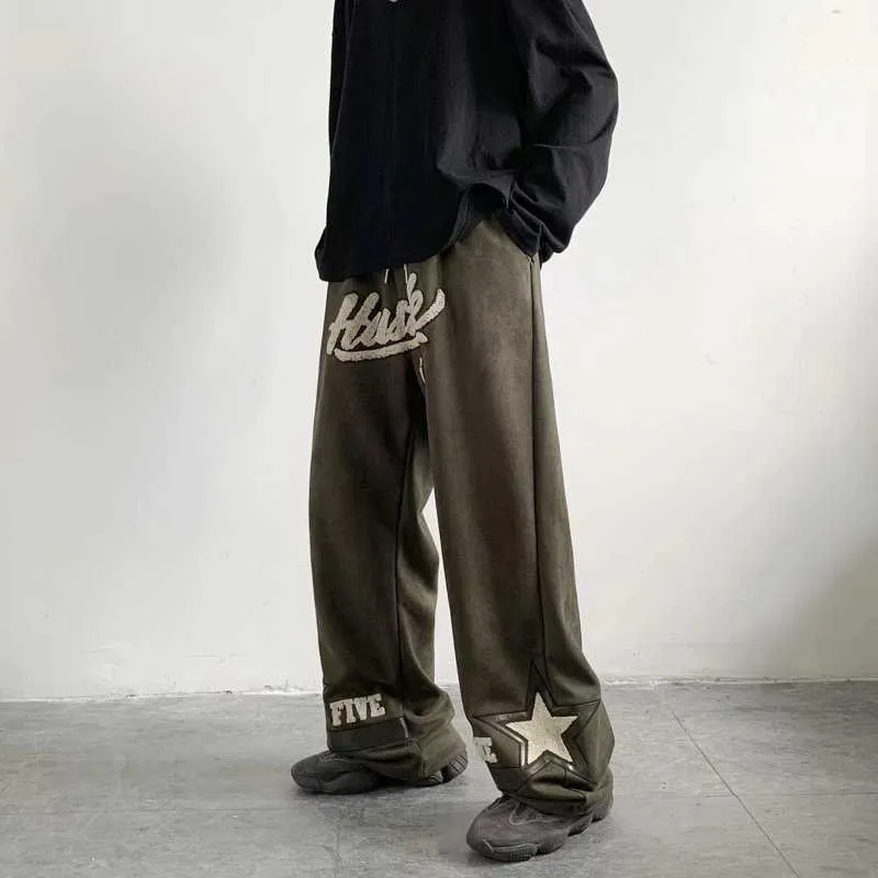 Мужские брюки мужская женщина винтажная уличная одежда грузовые брюки y2k harajuku fairy grunge прямые ноги спортивные штаны широкие штаны для ног Alt Hip Hop одежда Z0306