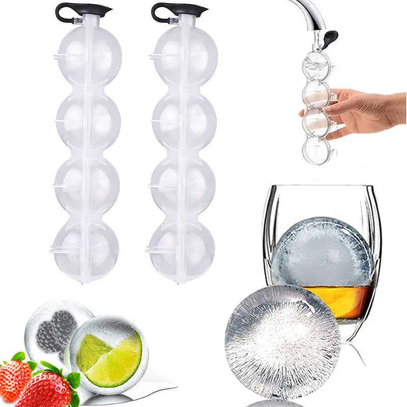 Ice Cream Tools DIY Ice Cube Mold Round Spherical 4 Hole Ice Cube Makers Whisky Cocktail Vodka Ball Ice Mould Bar Party Kitchen Ice Cream Tool Z0308