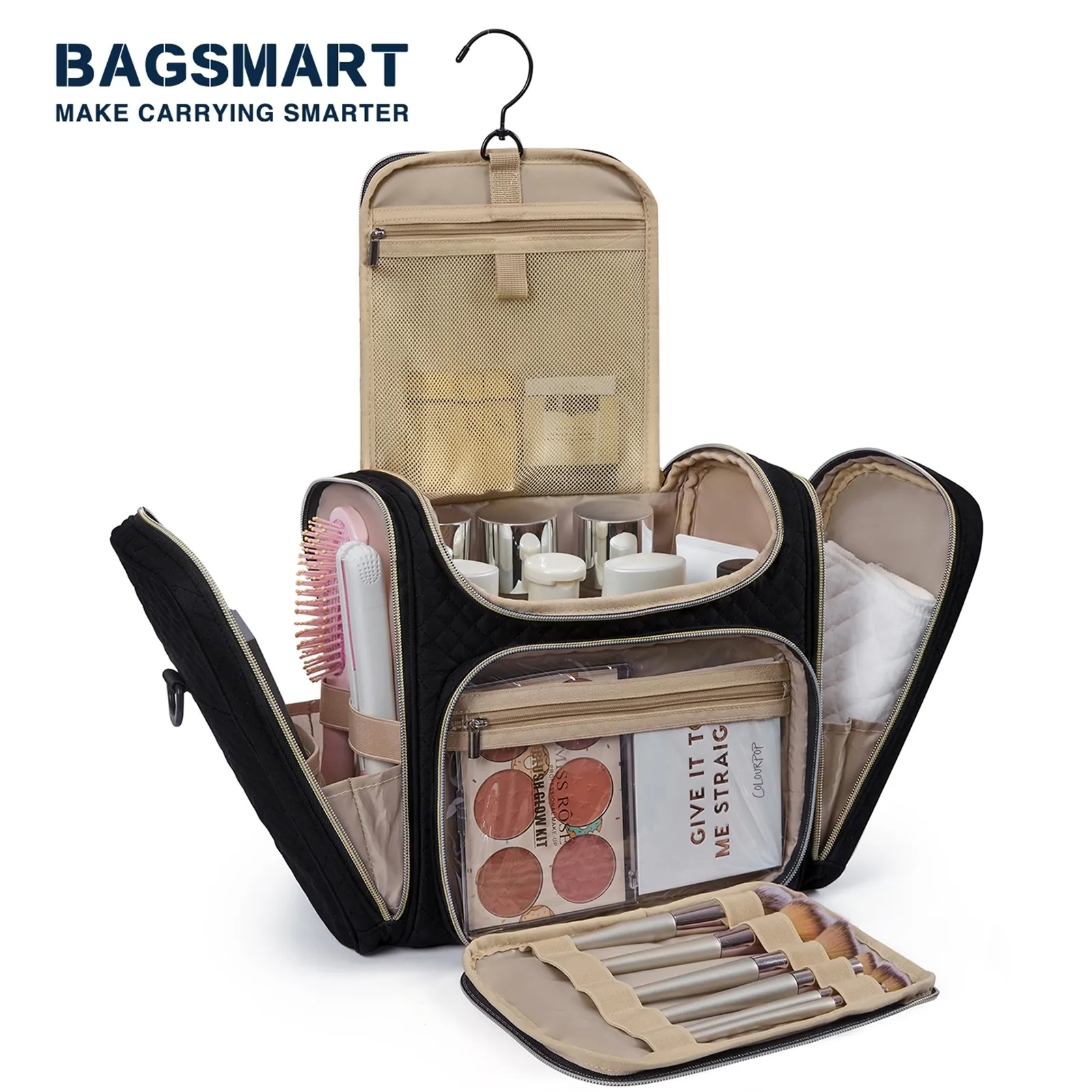 Bagsmart Dual Zip Travel Makeup Organiser - Grey – Modern Quests