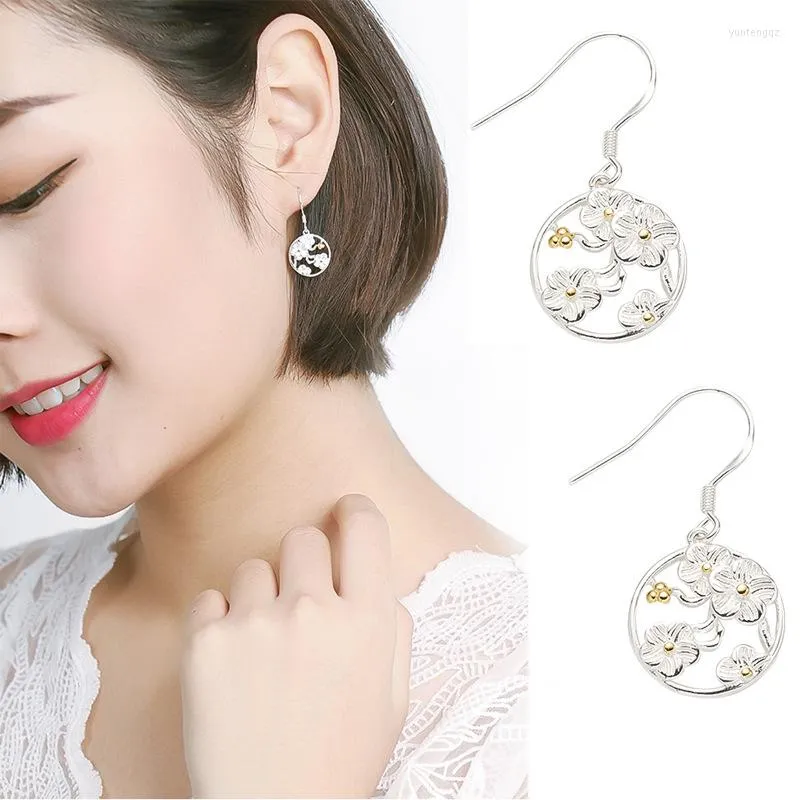 Dangle Earrings Korean 925 Sterling Silver Cherry Blossoms for Women 2023ファッションジュエリーペンディエン