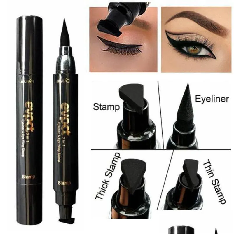 Eyeliner Nowe narzędzie do makijażu oka EVPCT doubleend ołówek trójkąt pieczęć 2 w 1 Wodoodporny płyn