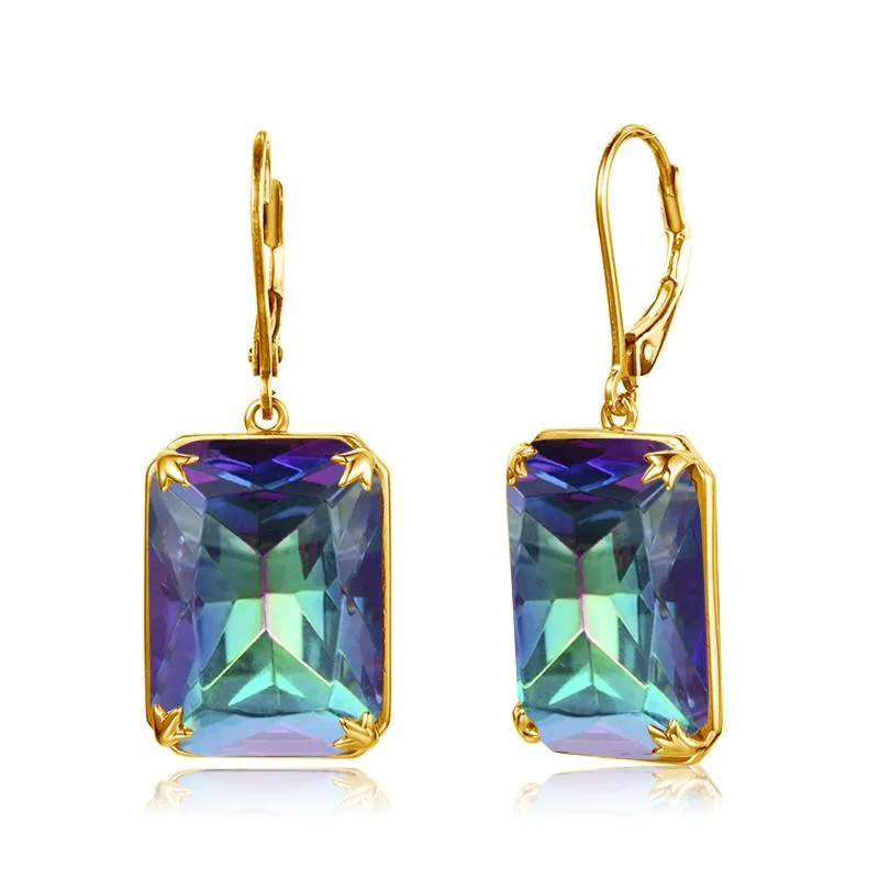 Dangle Earrings Chandelier Real Sterling Silver 925 여성 긴 브랜드 보석 보석 신비한 Topaz 귀이 화려한 선물