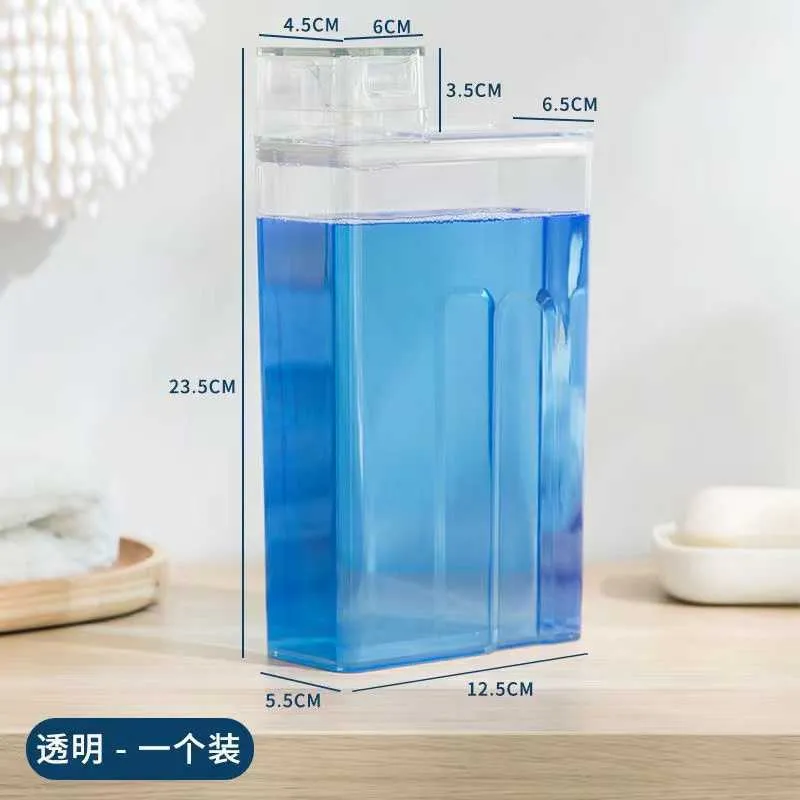 Caja hermética de almacenamiento de detergente para ropa, contenedor de  detergente en polvo transparente con taza