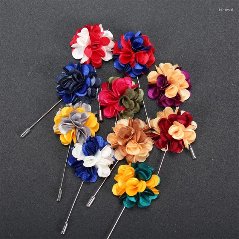 Brooches Wholesale Brooch 5Pcs/Lot Handmade Fabric Flower Men Corsage Flowers Lapel Pin In