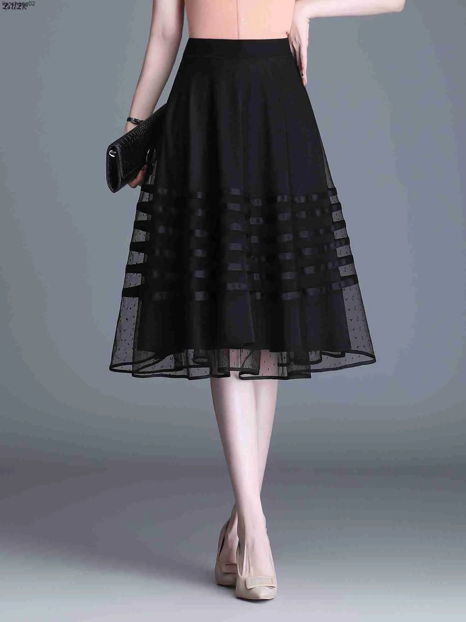 Womens Black Mesh Skirt Drape Pleated Elastic Waist Korean Style Fashion W0308 From Liancheng02 39.06 DHgate.Com