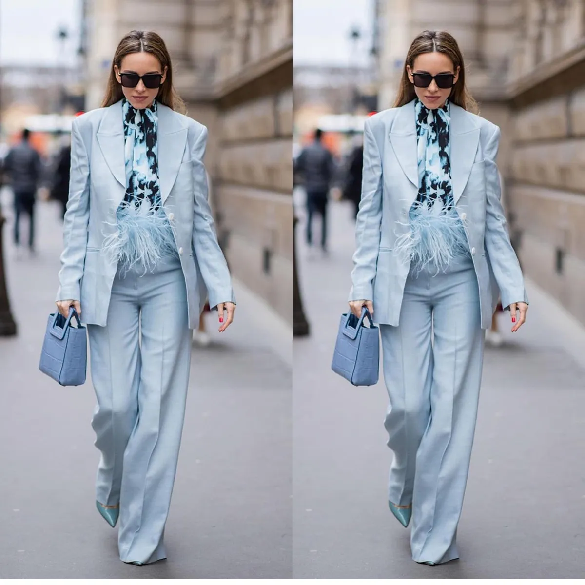 Sommer himmelblaue Damen-Hosenanzüge, maßgeschneiderter Damen-Blazer, Abschlussball, formelle Kleidung für Hochzeit, 2-teilige Jacke und Hose