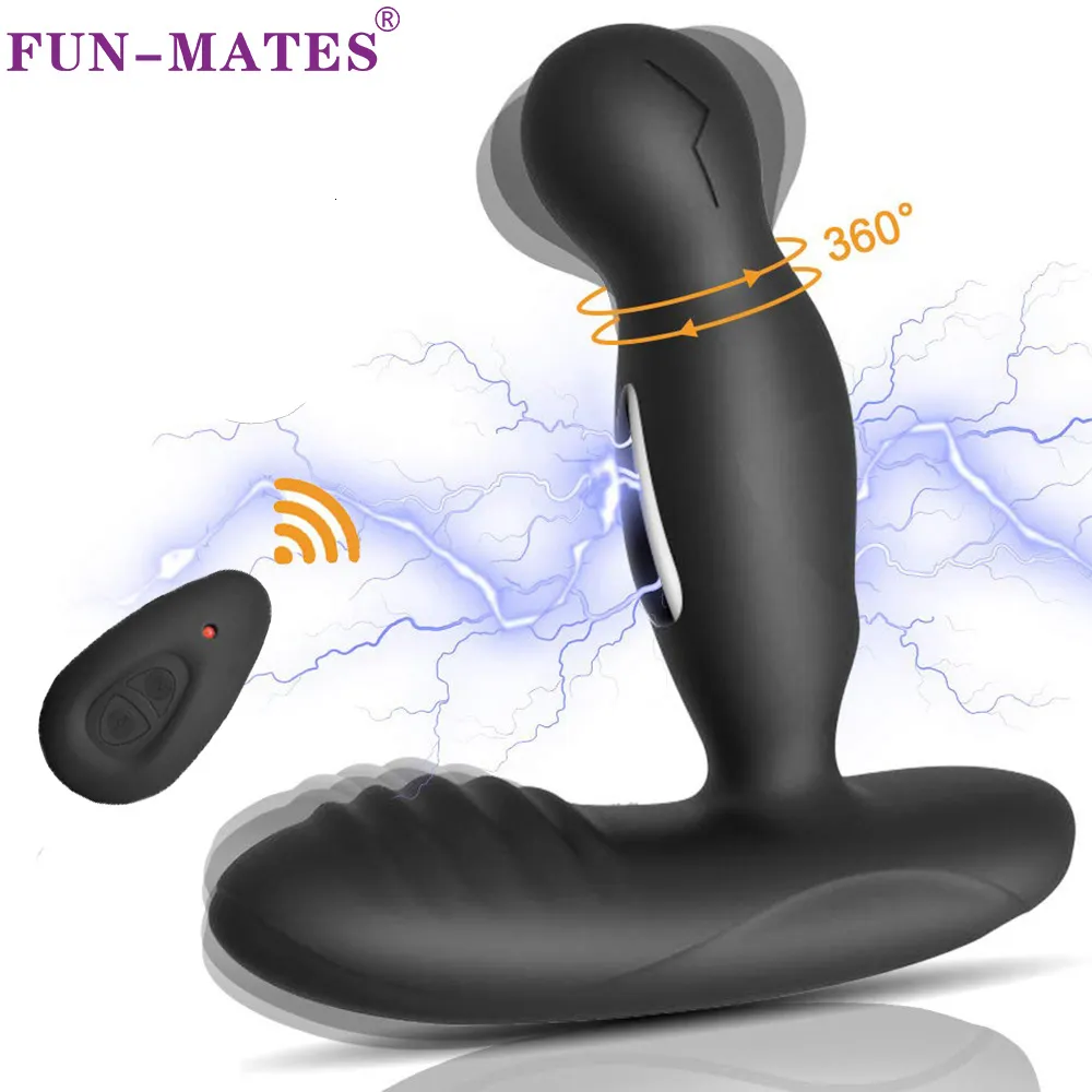 Anal Toys 360 Degree Prostate Massager Electric Shock Pulse Butt Plug Vibrator Sex For Man Buttplug Adult Sexshop 230307