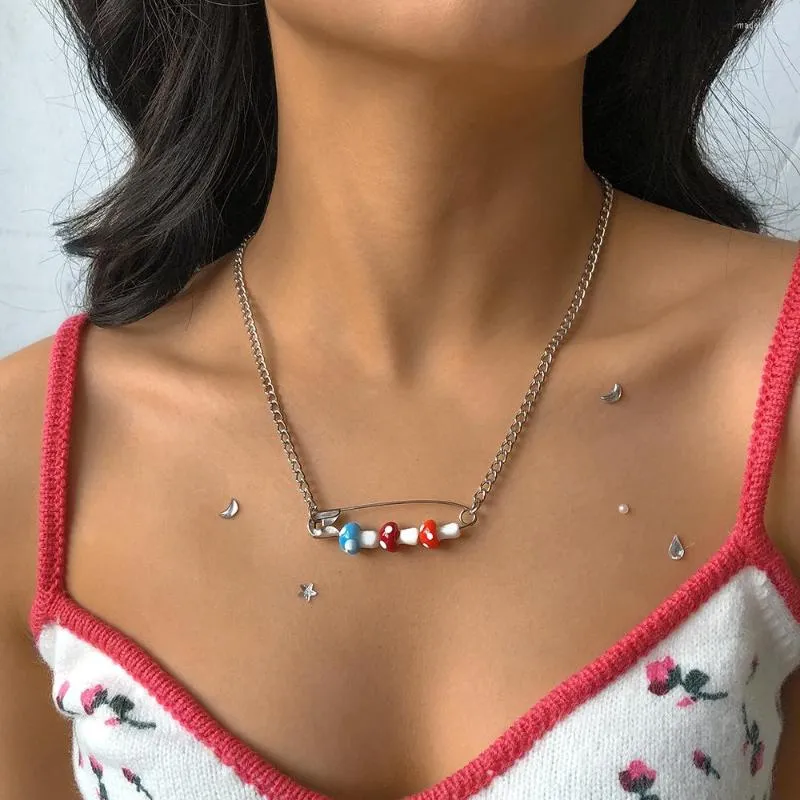 Correntes Lalynnly Design Simples Colar de pendente de cogumelo para mulheres meninas doces fofos diários presentes de festa feminina jóias n9695