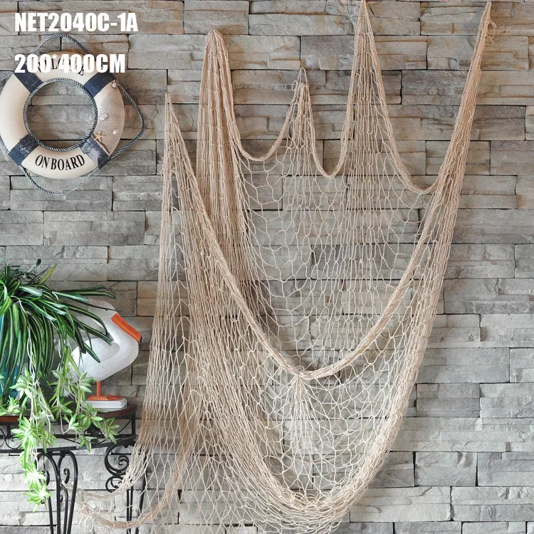 Wall Stickers Mediterranean Style Decorative Fishing Net Hanging Decor Nautical Accessories For Home Decoration Fishnet Beige Color 230307