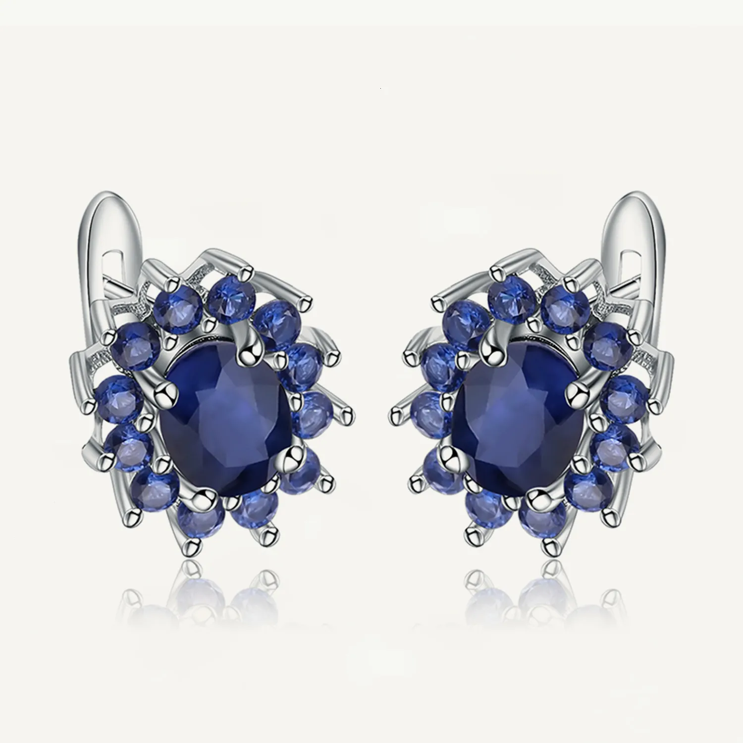 Stud Gems Ballet 189Ct Natural Blue Sapphire Earrings Pure 925 Sterling Silver Flowers Vintage For Women Fine Jewelry 230307