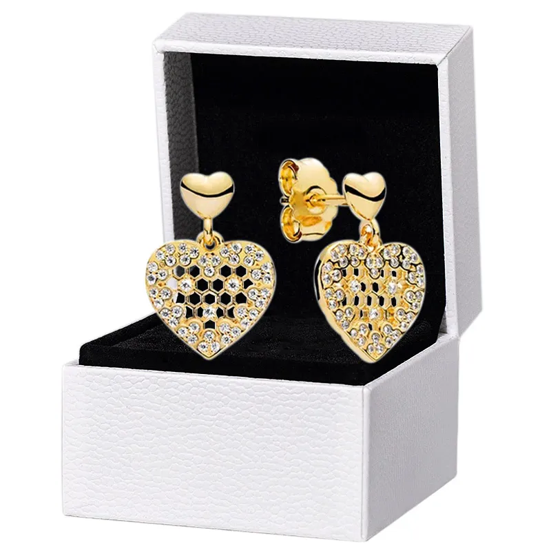 Orecchini Argento Sterling 925 Orecchini A Borchia BAMOER In Argento Sterling 925 Con Cuore Di Vetro - Per Lei Angel Heart
