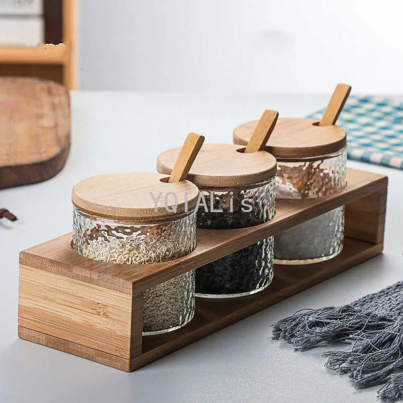 Банки для хранения банки 280 мл Japanstyle Dingled Glass Grass Jar Set Set Bamboom Shelf Box Kind