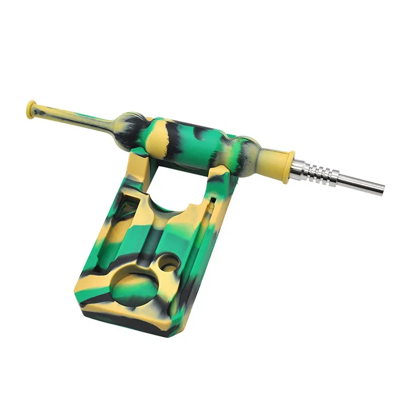 Latest Colorful Silicone Pipes Tank Style Wax Oil Rigs Herb Tobacco Portable Spoon Tip Straw Waterpipe Handpipes Smoking Hand Cigarette Holder Tube