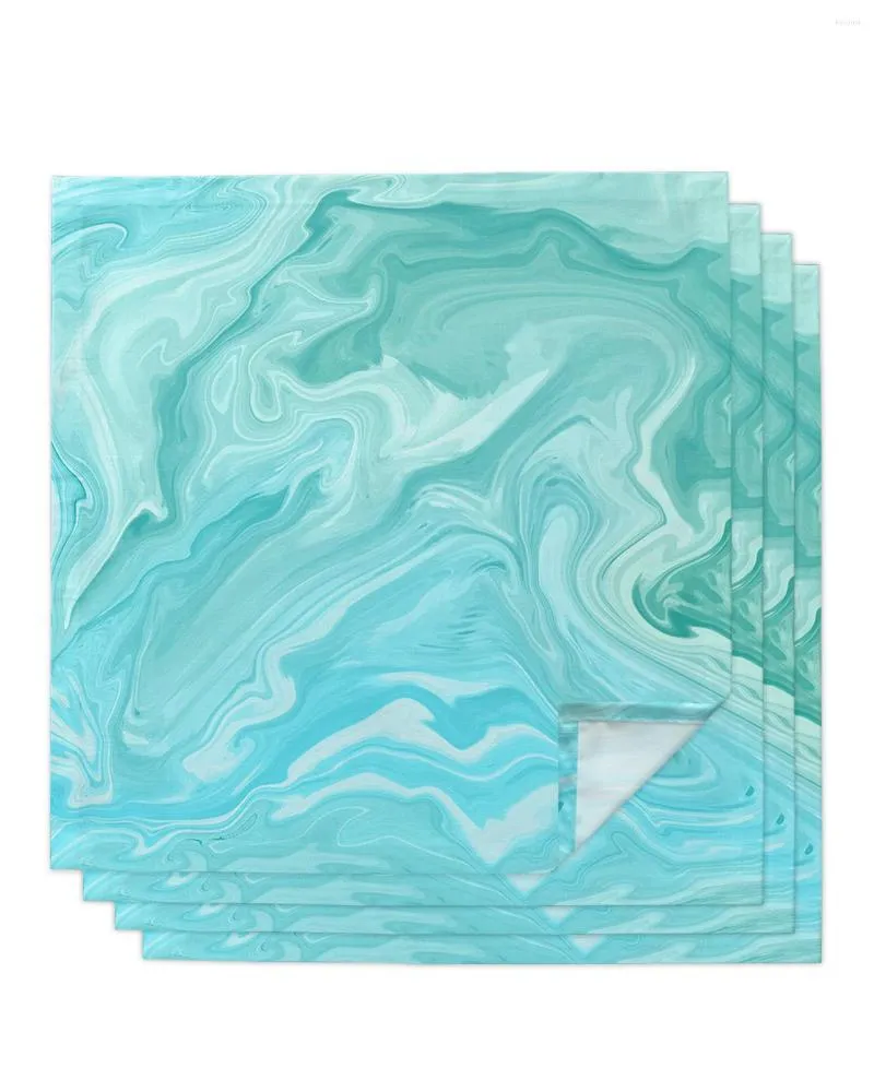 Table Napkin Teal Green Marble Texture 4/6/8pcs Napkins Restaurant Dinner Wedding Banquet Decor Cloth Supplies Party Decoration