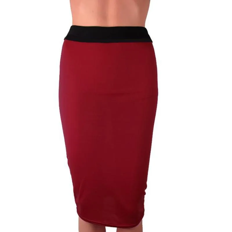 Skirts Plus Size Sexy Midi Pencil Cotton Skirt Women 2023 Fashion Elastic High Waist Office Lady Stretch Bodycon Solid