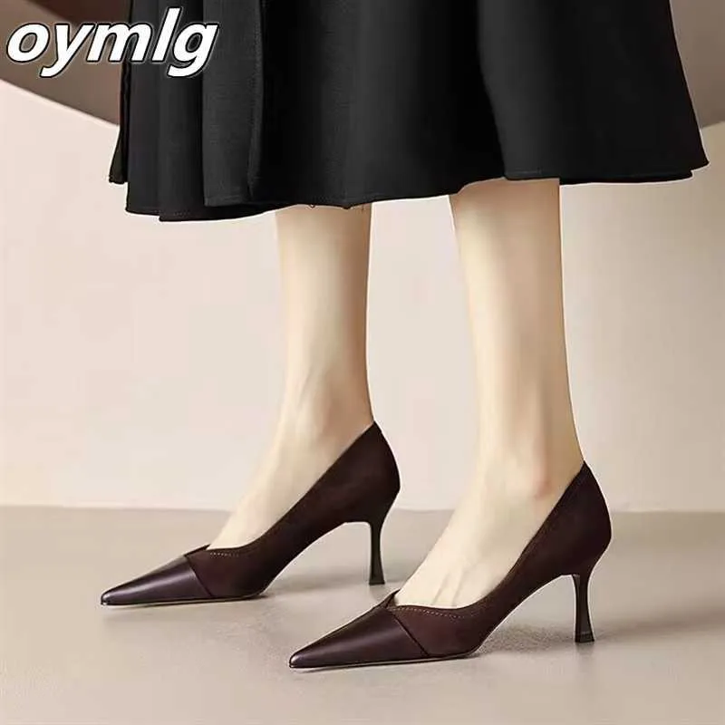 Temperament Celebrity Sexy Slim High Heel Single Shoes New Pointed Light Mouth Slip on Foot Black Commuter Women's 230304