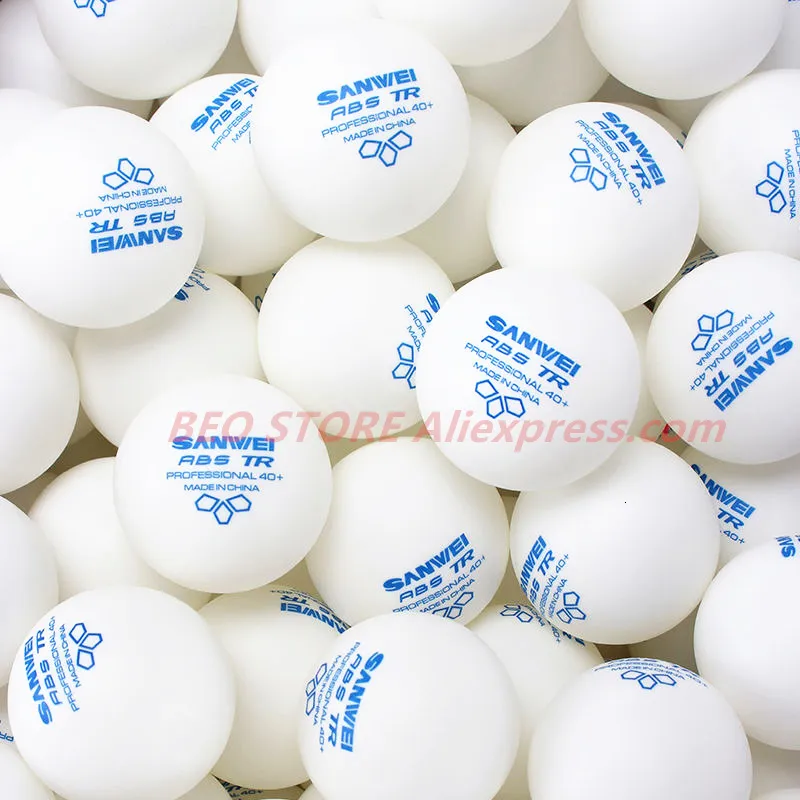 كرات تنس الطاولة 100 كرات التنس كرة Sanwei 3star Tr ABS Material Plastic Professional 40 Training Ping Pong Ball 230307