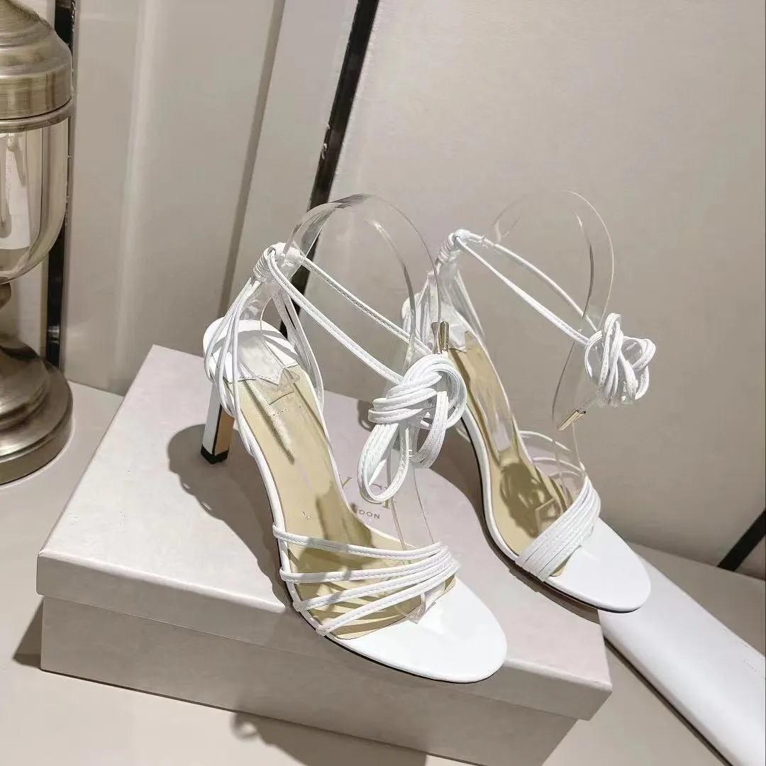 2023 Luxury design lace-up sandals burst red series imported sheepskin women's fashion formal high-heeled stiletto heels