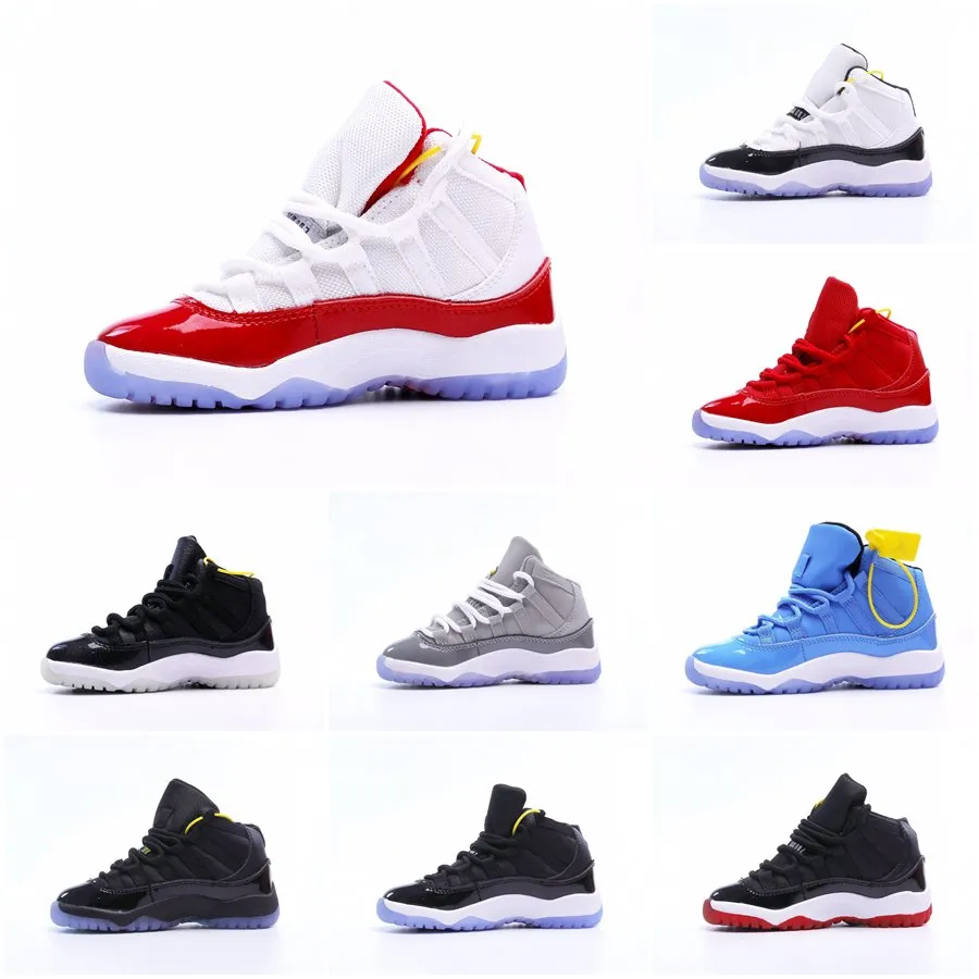 e Little Big Kids Jumpman 11 11s XI Cherry Bred Cool Grey Concord Unc Win Like para tênis infantis crianças tênis de basquete infantil sapatos de bebê fashion tamanho 9C-7Y