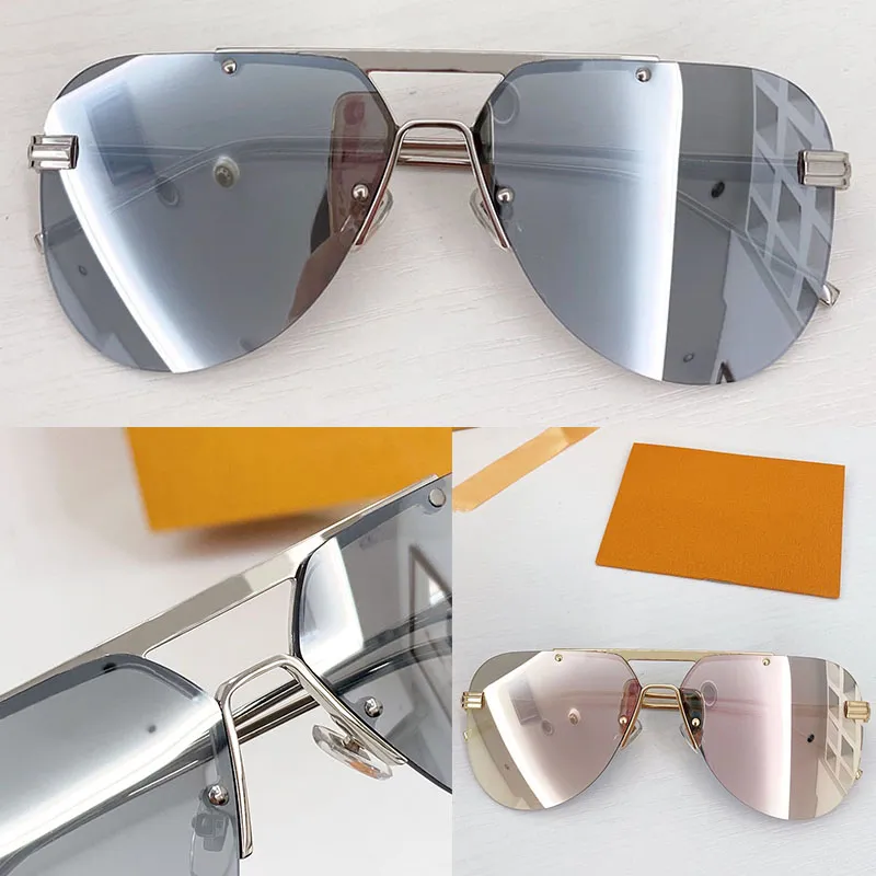 Lenti a specchio riflettenti Occhiali da sole Luxury Frameless Shades Metal Rimless shades mens light Metallic S lock cerniere occhiali da sole donna Z1261 Occhiali classici