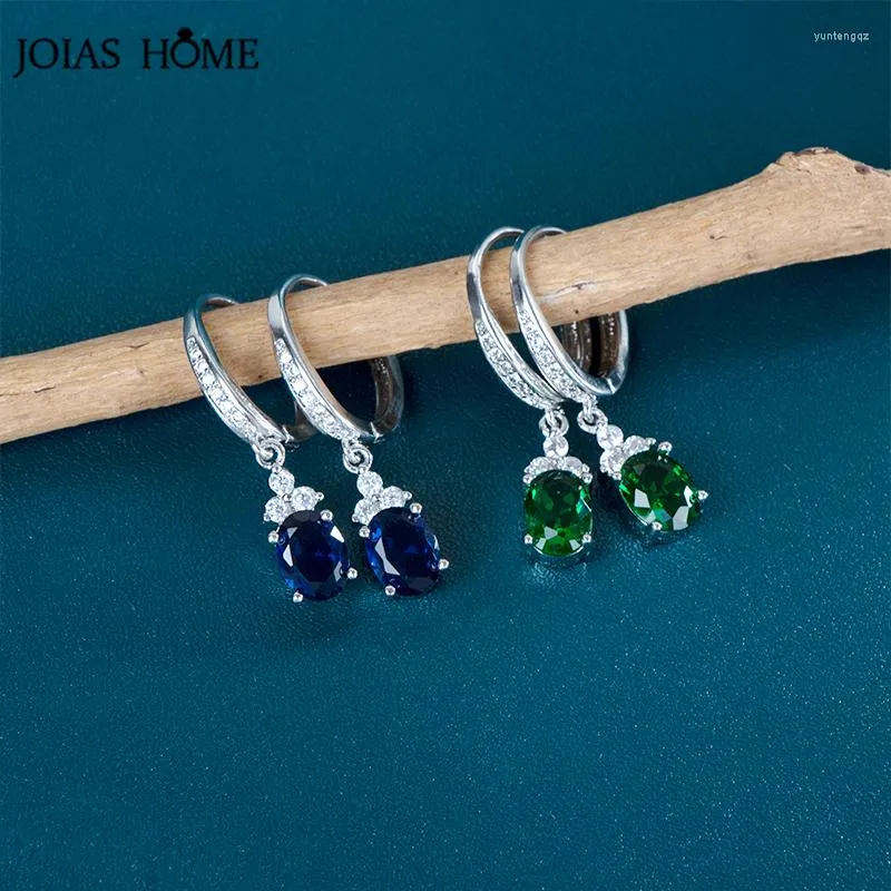 Brincos de Dangle Joiashome 925 Sterling Silver Grow For Women Sapphire Sapphire Emerald Gemstone Anniversary Wedding Fine Finger Jóias