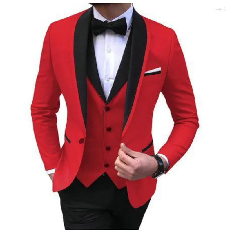 Męskie garnitury Najnowsze projekty płaszcza czerwone mężczyźni na kombinezon ślubny pana młodego Tuxedo Slim Fit Costume Pour Hommes Terno Masculino