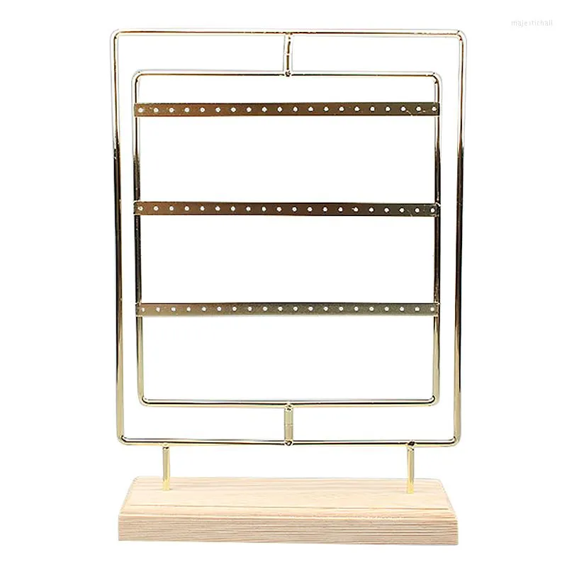 Sieradenzakken roterende metalen oorbel organizer - houten display standhouder/ 60 gaten voor hangende bengele oorbellen/ klassieke sho