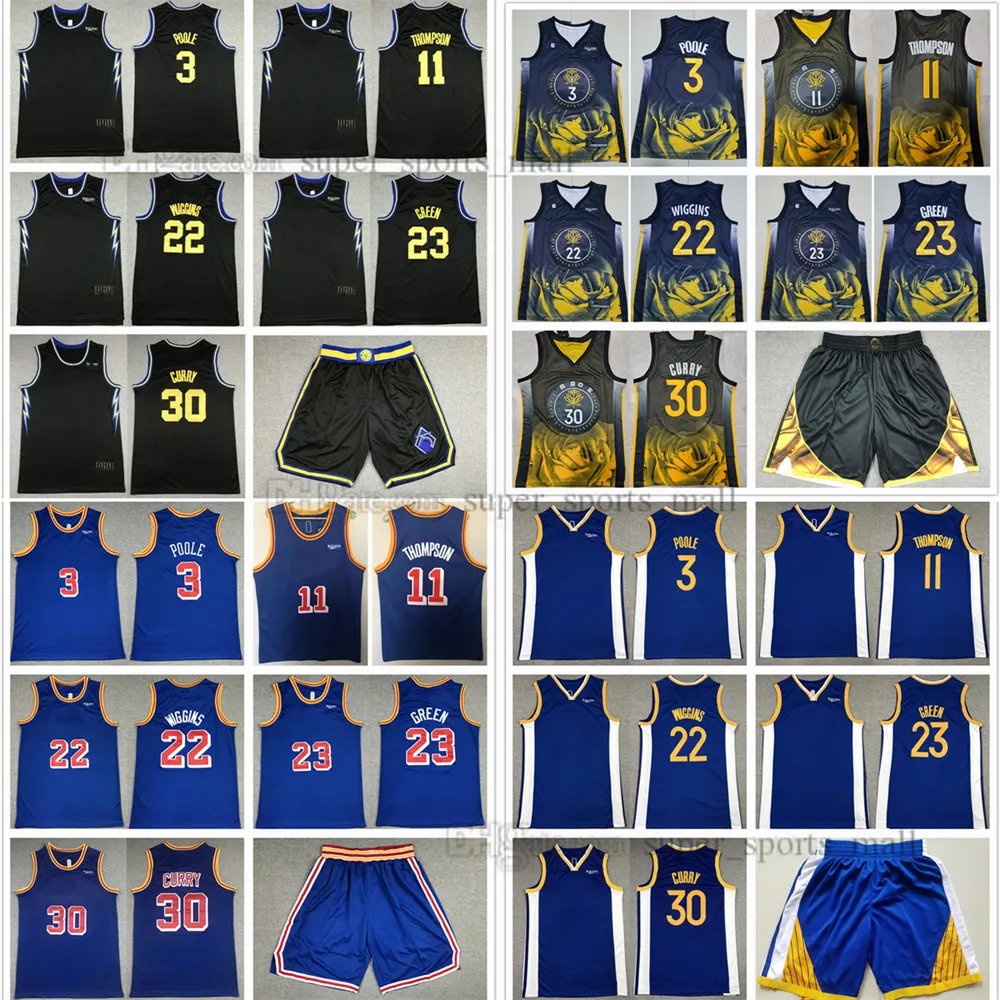 2023 New City 30 Curry Basketball Jersey 23 Draymond Stephen Green 22 Andrew 3 Poole Wiggins Klay 11 Thompson med 6 Patch White Blue Green Stitched Jerseys