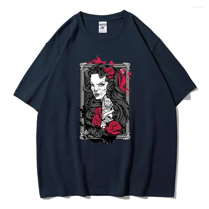 Erkek Tişörtleri Kafatası Gül Pembe Lady Mens Giyim Moda Yaz T-Shirts Yaratıcılık Sokak Tee Giysileri Nefes Alabilir Pamuk Adam T-Shirt Unisex