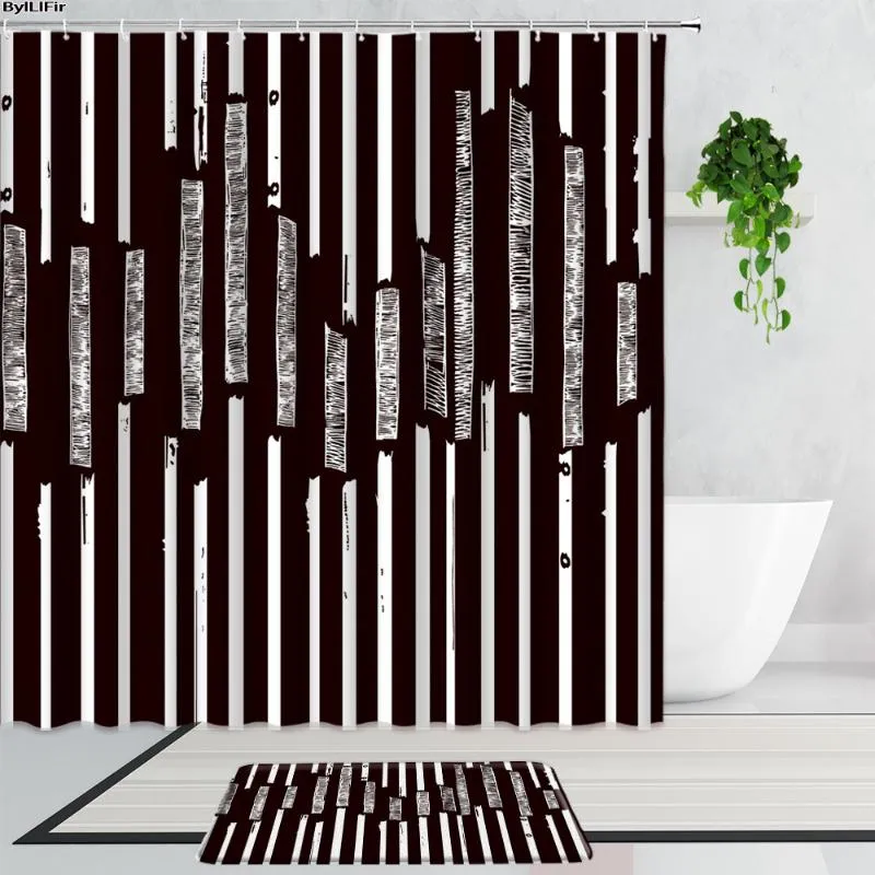 European Retro Art Bathroom Decoration Set 3D Black And White Geometric
