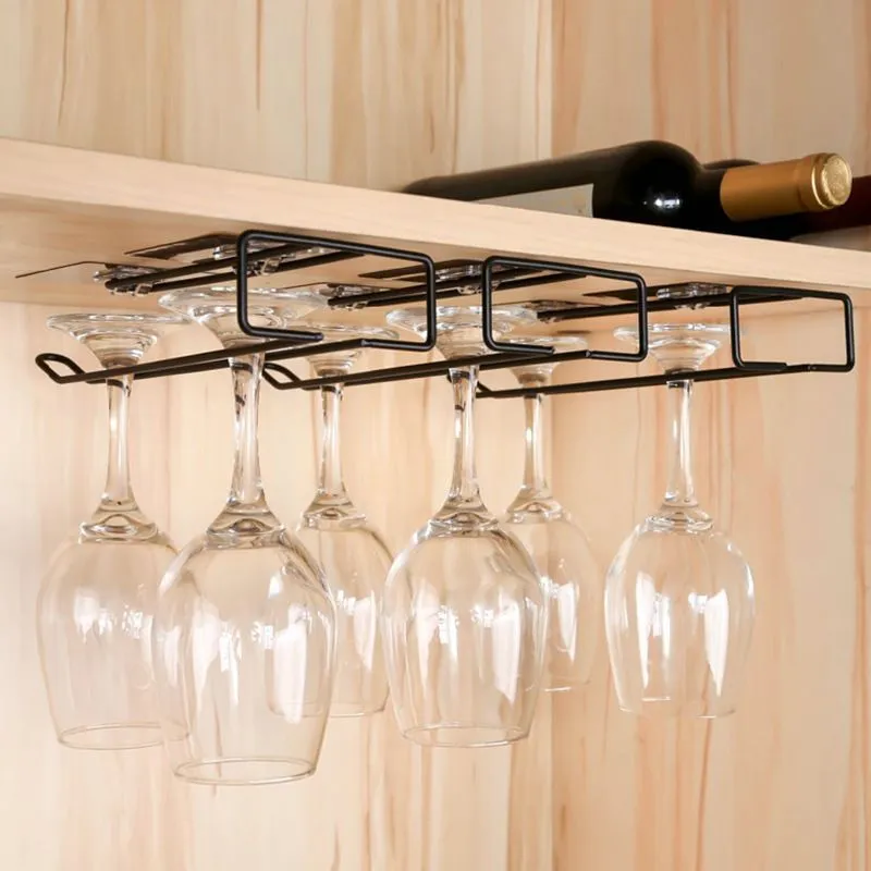 Användbara järnviner Stemware Racks Glasshållare Hanging Bar Hanger Shelf Rostfritt stål Vinglas Rack Stativ Pappersrulle RRA