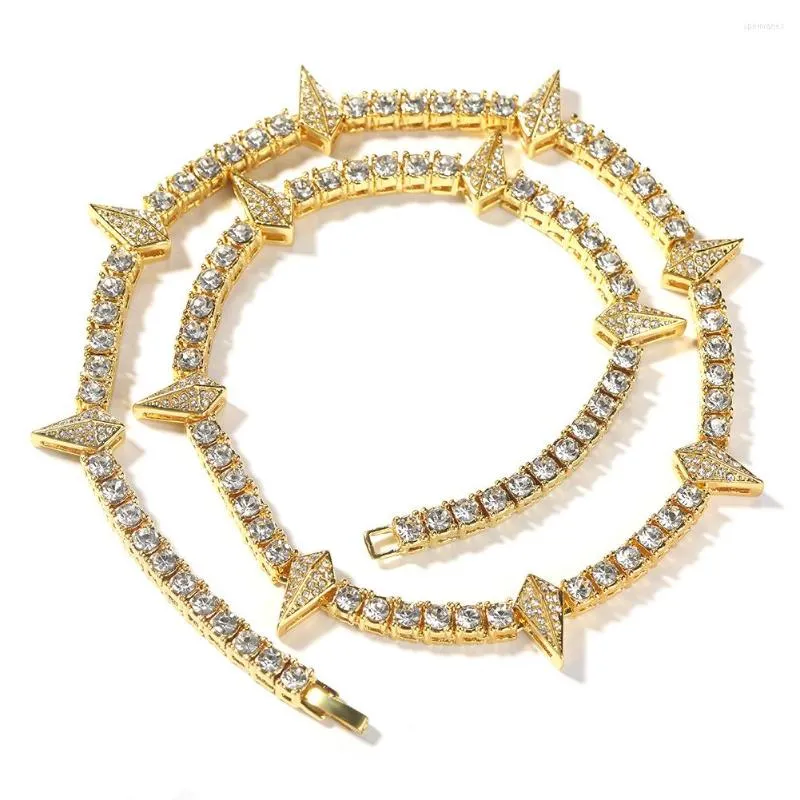 Correntes 4 cores Hip Hop Strassmes pavimentados Bling Iced Out Spiked 1 Linha Tennis Link Chain Charcles for Men Rapper Jewelry Gift