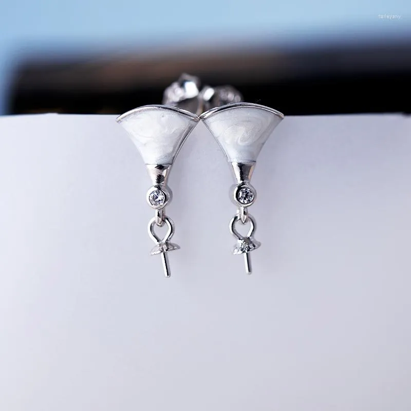 Boucles d'oreilles à tige en argent sterling 925 pour femme, perle ou perle ronde de 6 à 9 mm, serti semi-monté