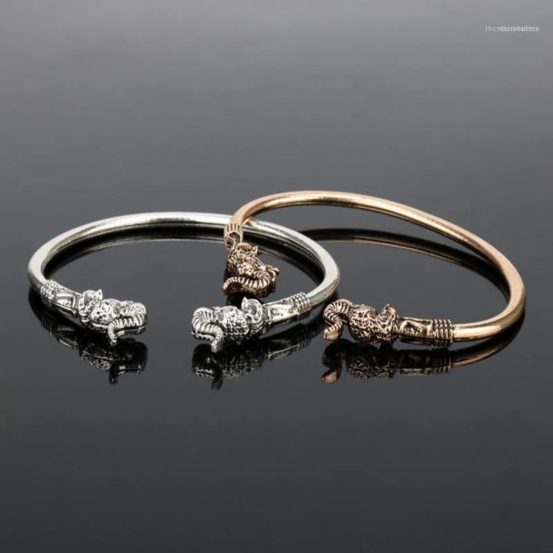 Bangle Dongsheng Fashion Elephant Hephant Vikings Vintage Akcesorium Bangels Bracelety dla kobiet mężczyzn gładka metalowa biżuteria -251